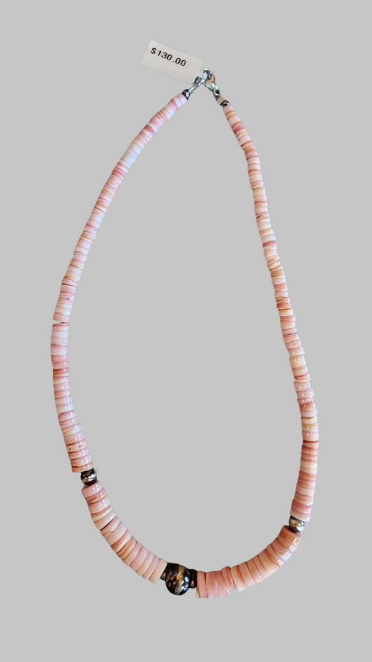 Pink Shell Heishi Disc Necklace