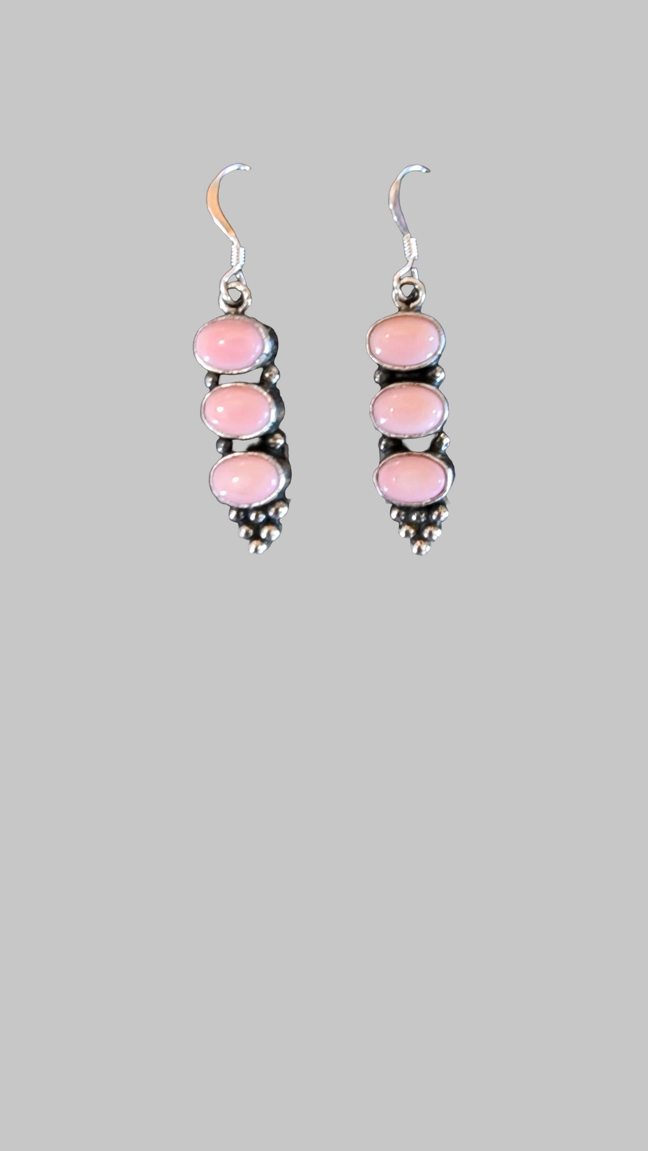 Pink Opal Sterling Silver Drop Earrings