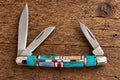 Southwestern Style Multi-Blade Mosaic Inlay Pocket Knife – men's western accessory