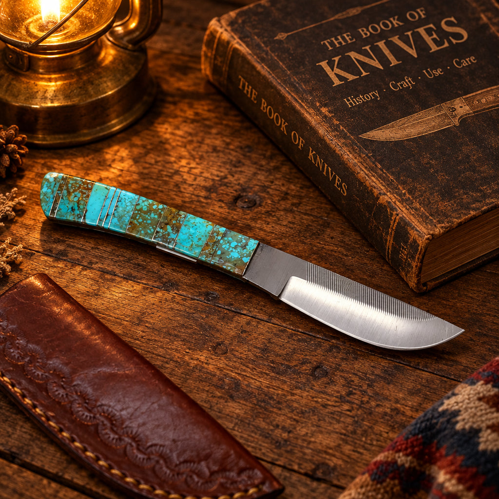 Turquoise Handle Fixed-Blade Knife – men's western accessory