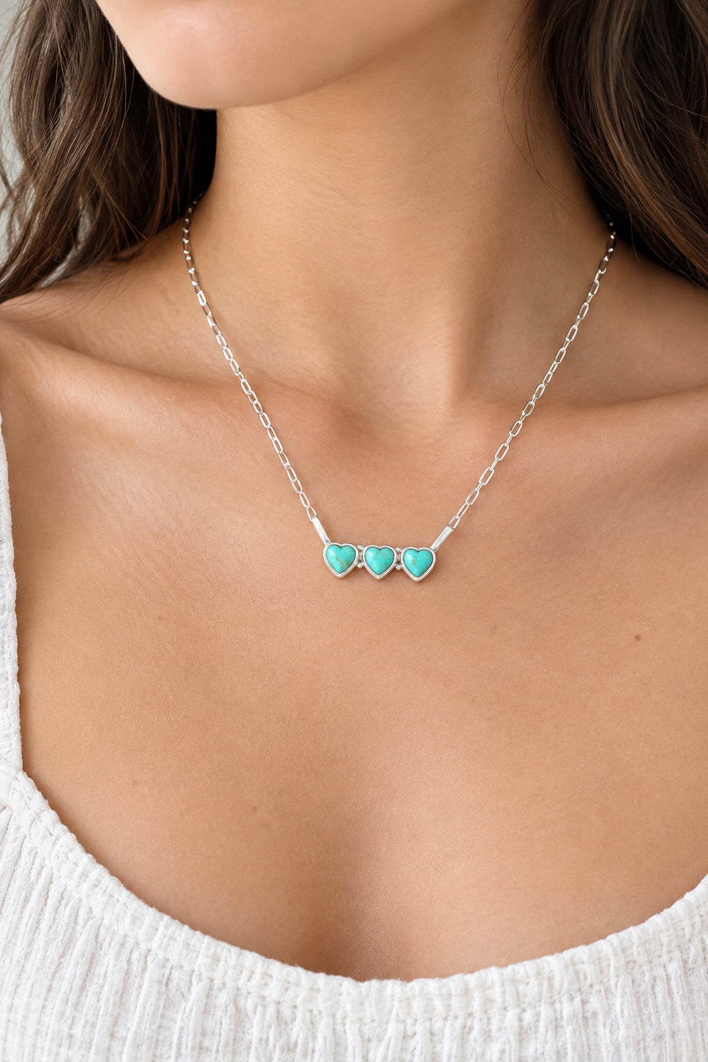 Turquoise Hearts Bar Necklace