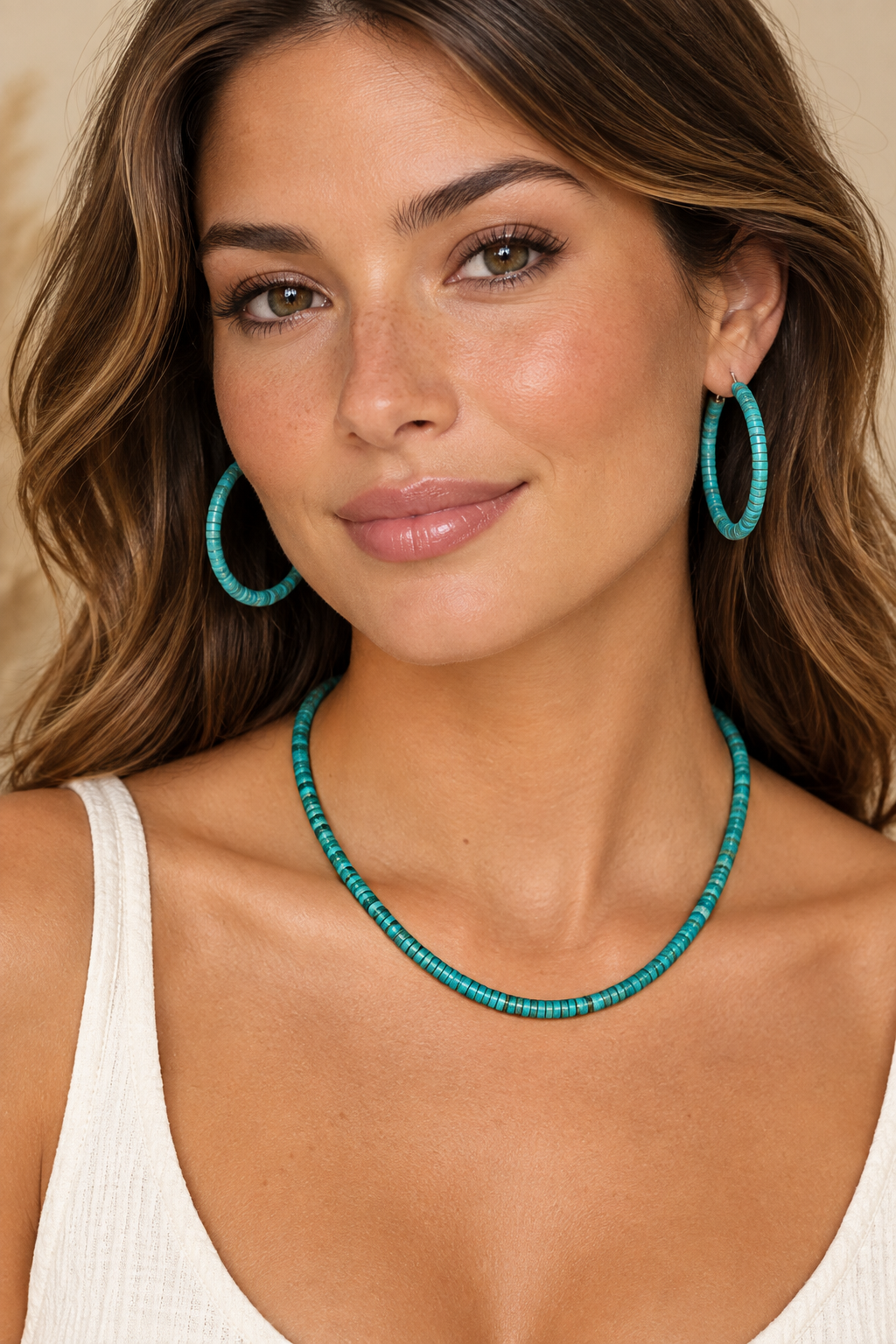Turquoise Heishi Bead Necklace
