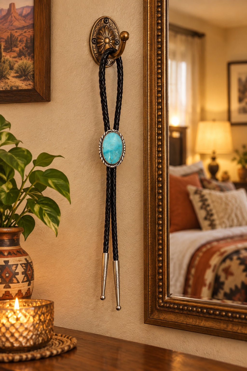 Turquoise and Silver Bolo Tie – men's western accessory