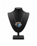 Navajo Handmade Sterling Silver Kingman Turquoise Concho Necklace – By Lavina Benally