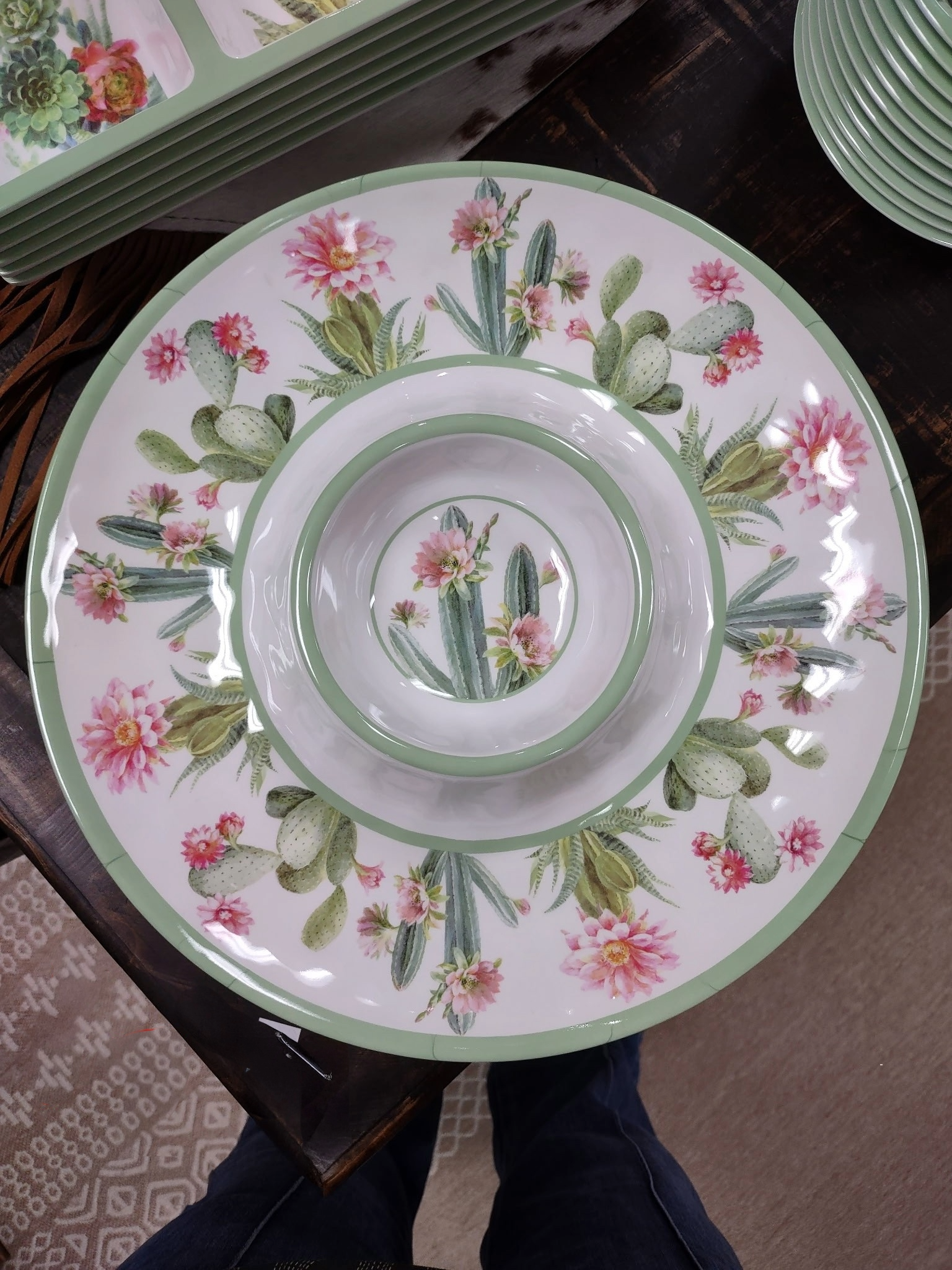 charming cactus chip and salsa dish