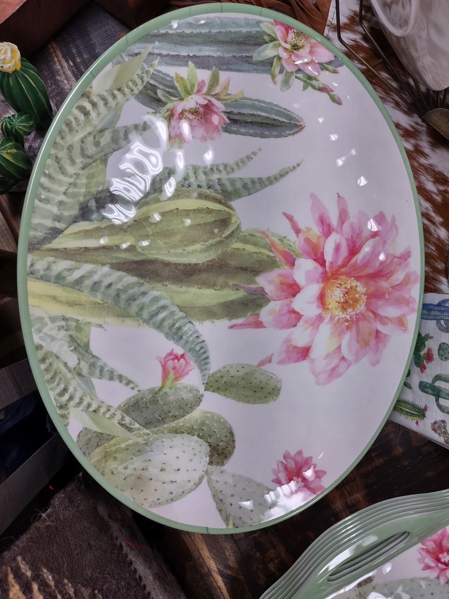 Floral Cactus Large Service Plate