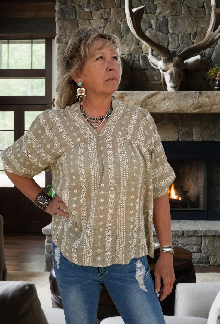 Light Green Eyelet Blouse