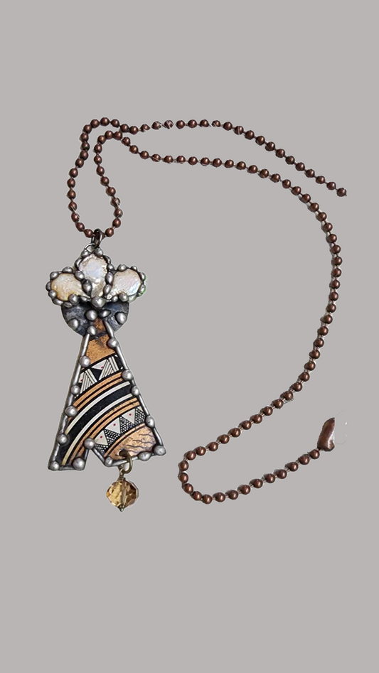 Hand Crafted 5" Pendant Tee Pee Necklace
