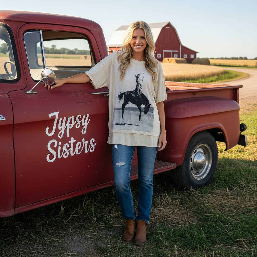 Bucking cowgirl tshirt