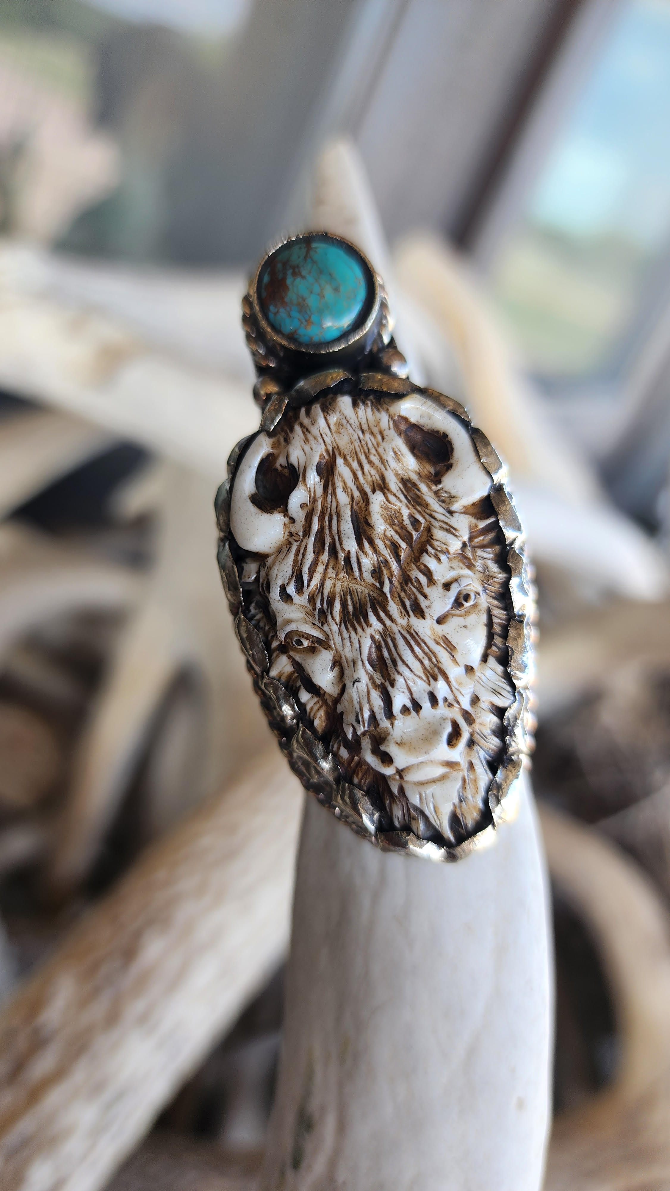 Carved Buffalo Ring