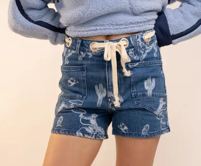 Denim Cactus Shorts