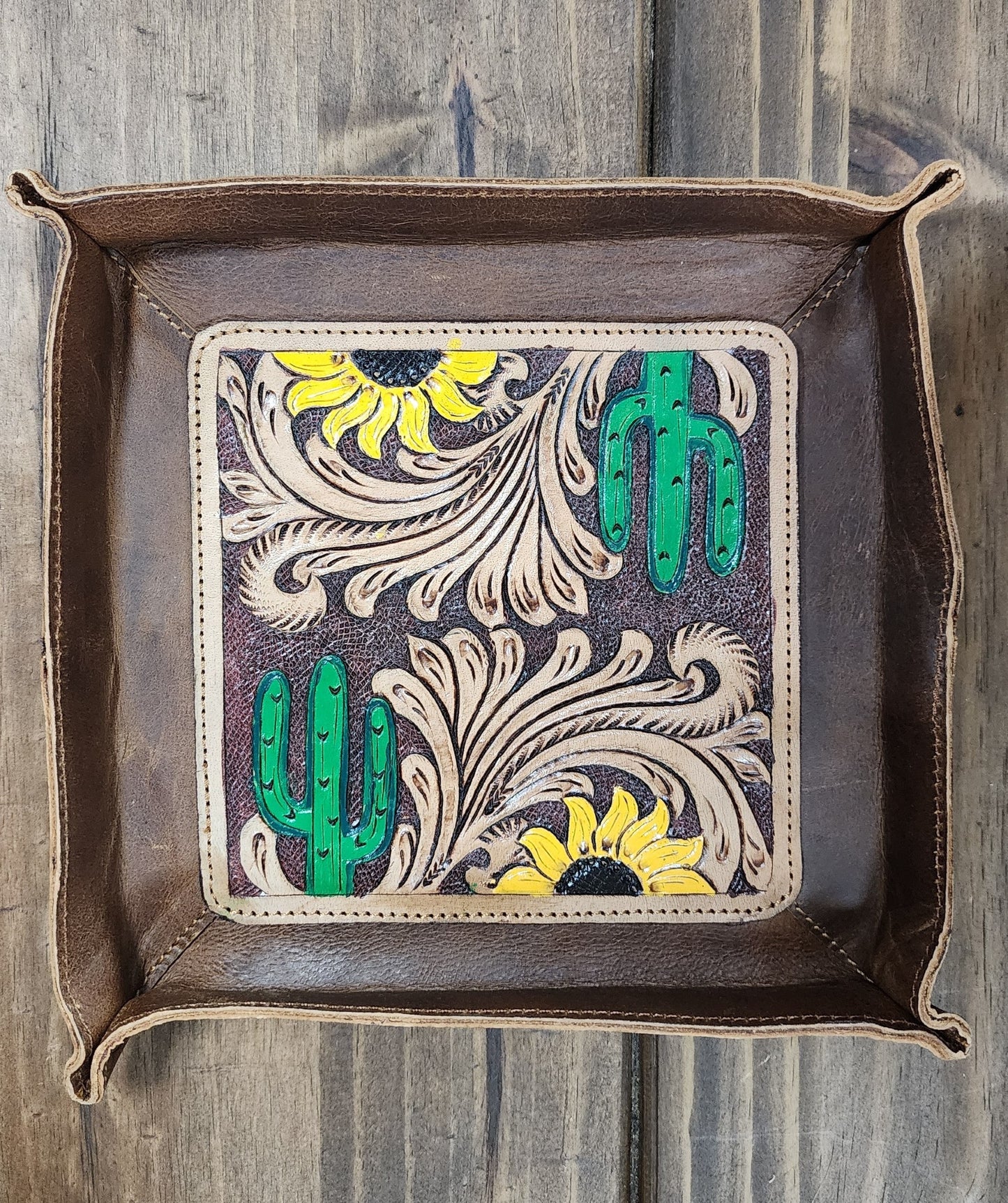 Tooled Cactus Tray