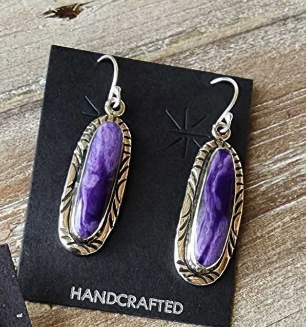 Purple Spiney Oyster Dangle Earrings