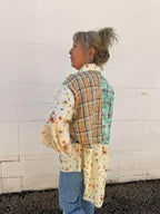 Long Sleeved Plaid and Flowers Blouse