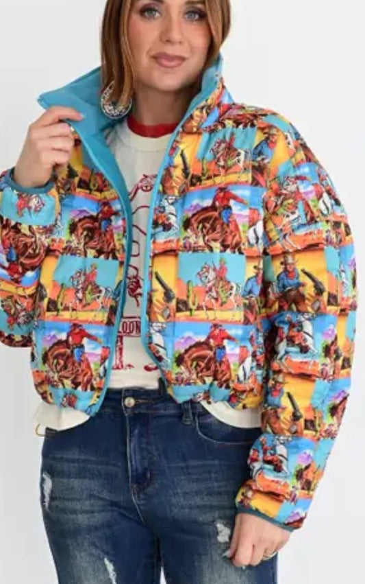 Old Western Hero Puffy Jacket
