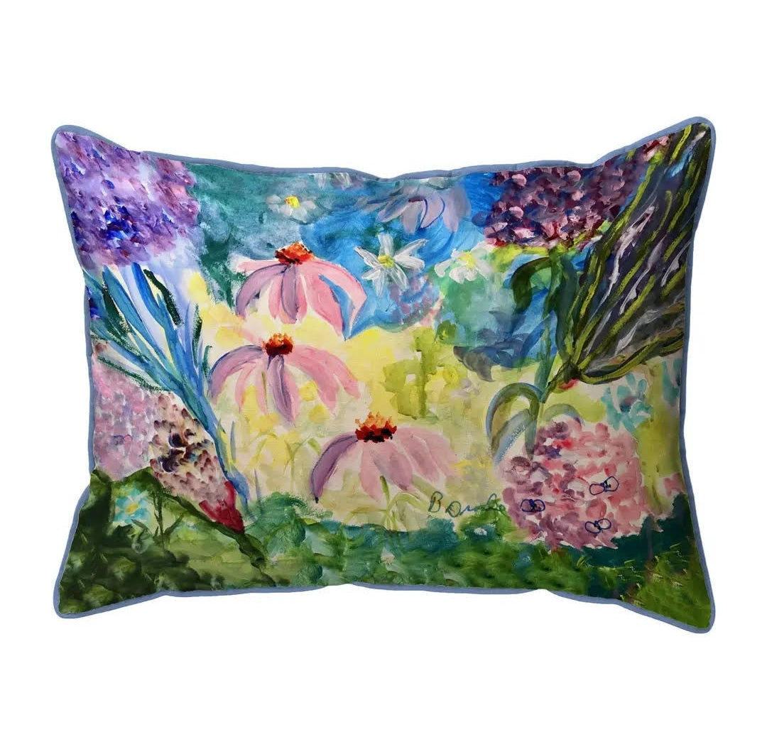 Wildflower Pillow w/Blue Background Indoor/Outdoor