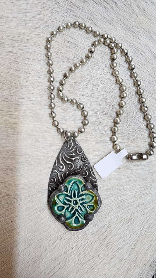 Handcrafted Flower Disk Necklace