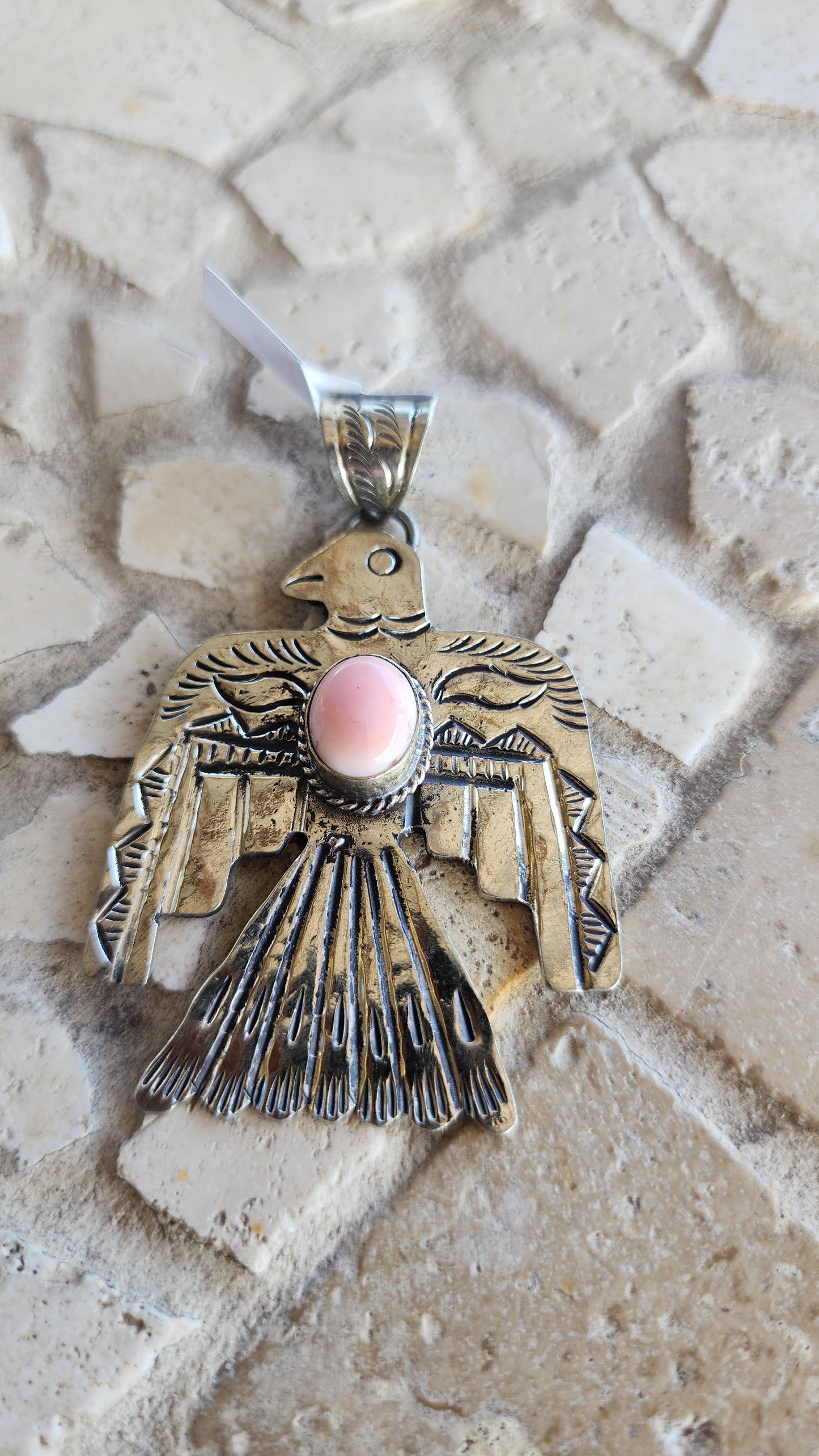 Pink Conch Thunderbird Pendant