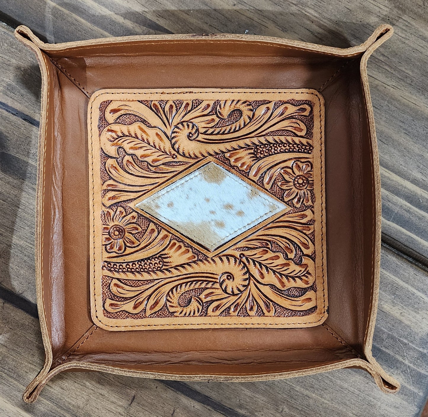 Tooled Leather Tray