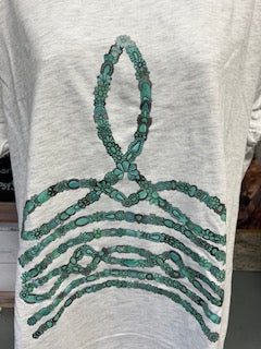 Turquoise Boot Stitch T-Shirt in Lt. Grey