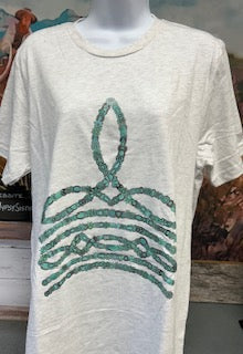 Turquoise Boot Stitch T-Shirt in Lt. Grey
