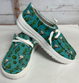 Gypsy Jazz Turquoise Steer Head and Cactus Shoes