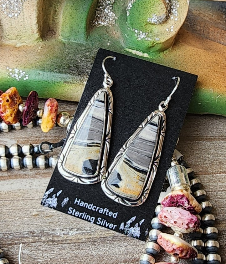 White Buffalo Sterling Silver Earrings