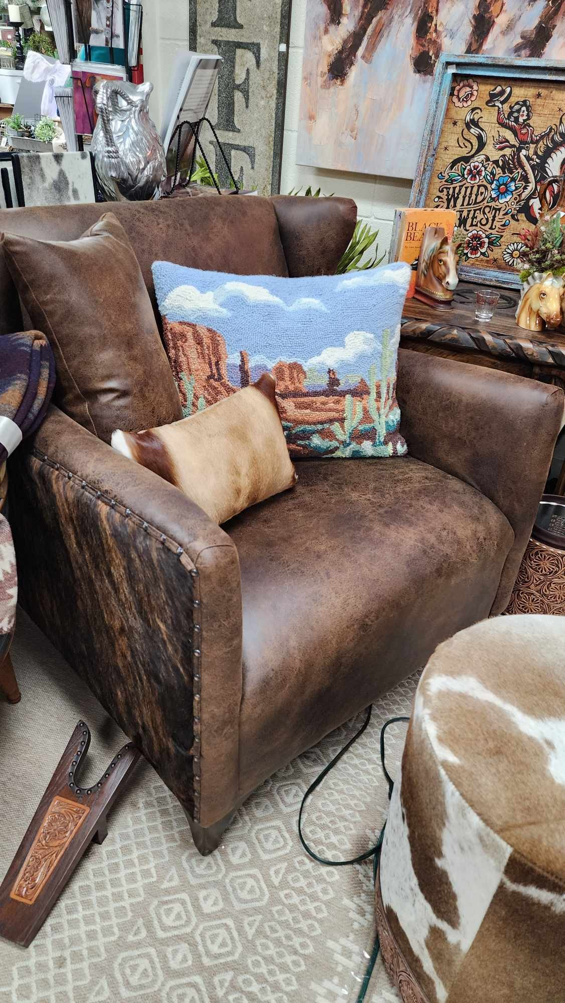 Leather and cowhide chair