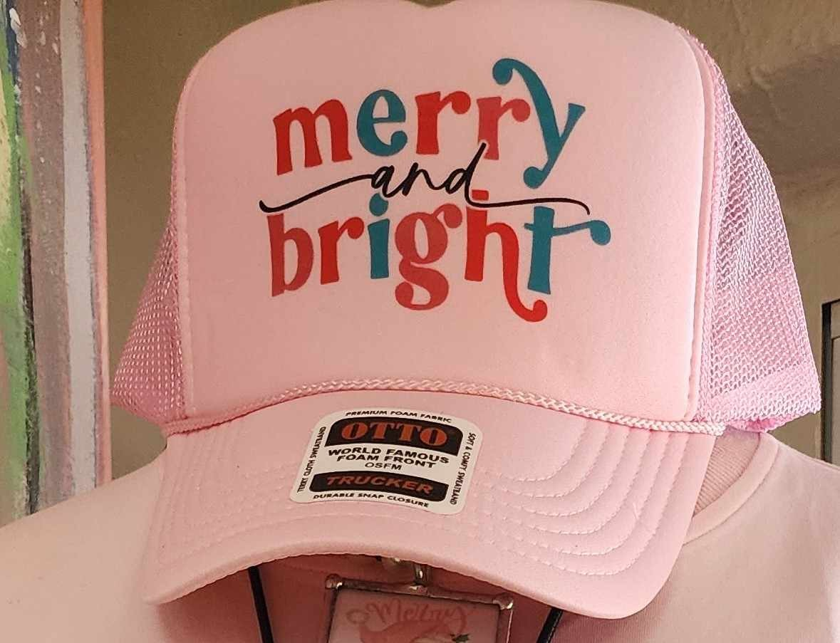Pink merry and bright cap